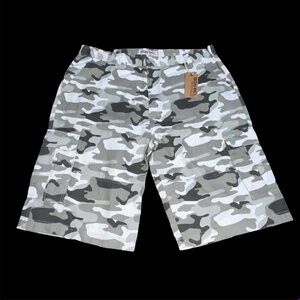 Bon-Bel Mens Grau White Camo Cargo Shorts Size 44